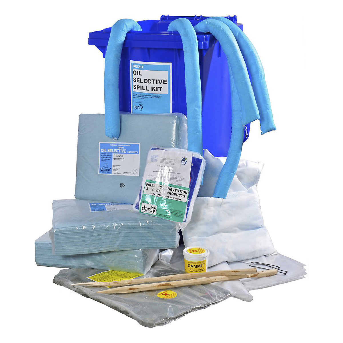 Wheeled Bin Spill Kits, Wheeled Bin Spill Kits, Wheeled Bin Oil Spill Kit | 1080h x 740w x 580d mm | Absorbency 165-210 Litres-0