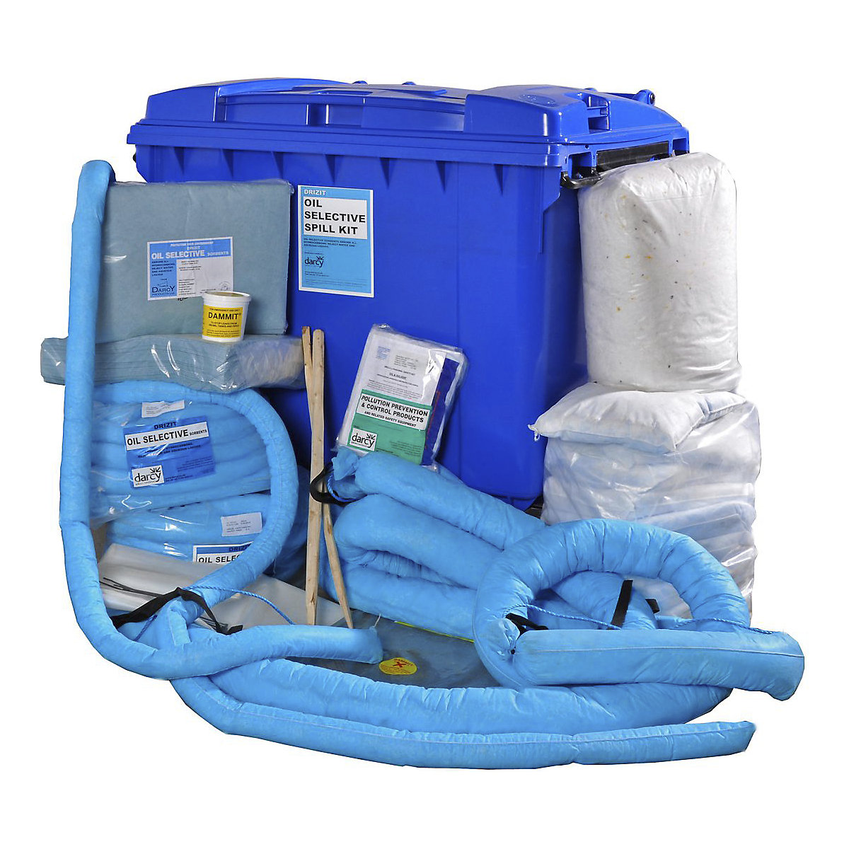 Wheeled Bin Spill Kits, Wheeled Bin Spill Kits, Wheeled Bin Oil Spill Kit | 1170h x 1360w x 770d mm | Absorbency 557-658 Litres-0