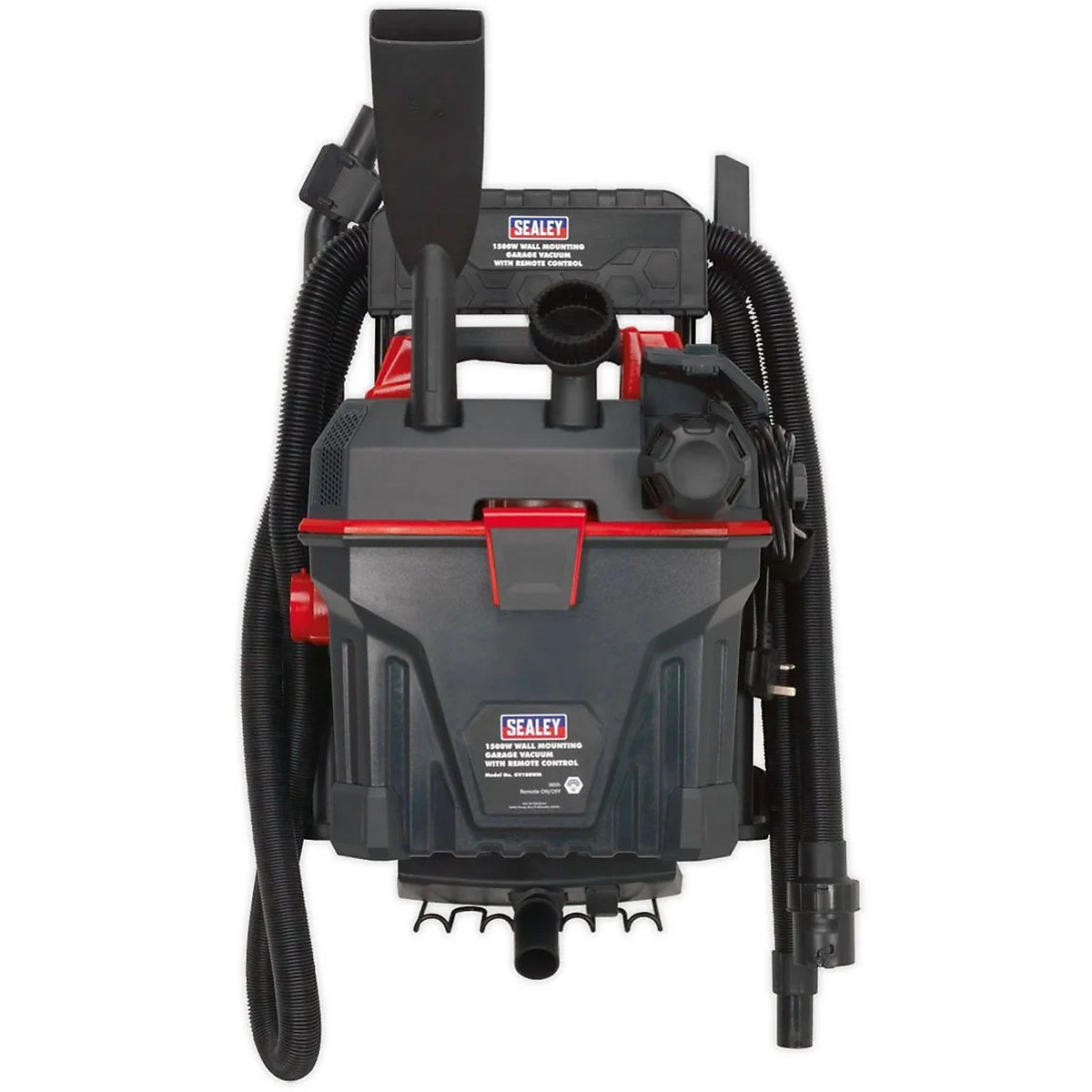 Sealey GV180WM Wall Mounted Garage Wet And Dry Remote Control Vacuum Cleaner | 1500W | 18L (Product illustration 3)-2