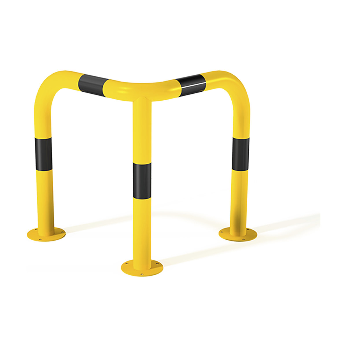 Autopa Corner Protection Hoop Barriers, Autopa Corner Protection Hoop Barriers, Autopa Corner Protection Hoop Barrier | 700w x 700d mm | Yellow with Reflective Black Bands | 500mm Above Ground | Bolt Down | Ø60mm-1