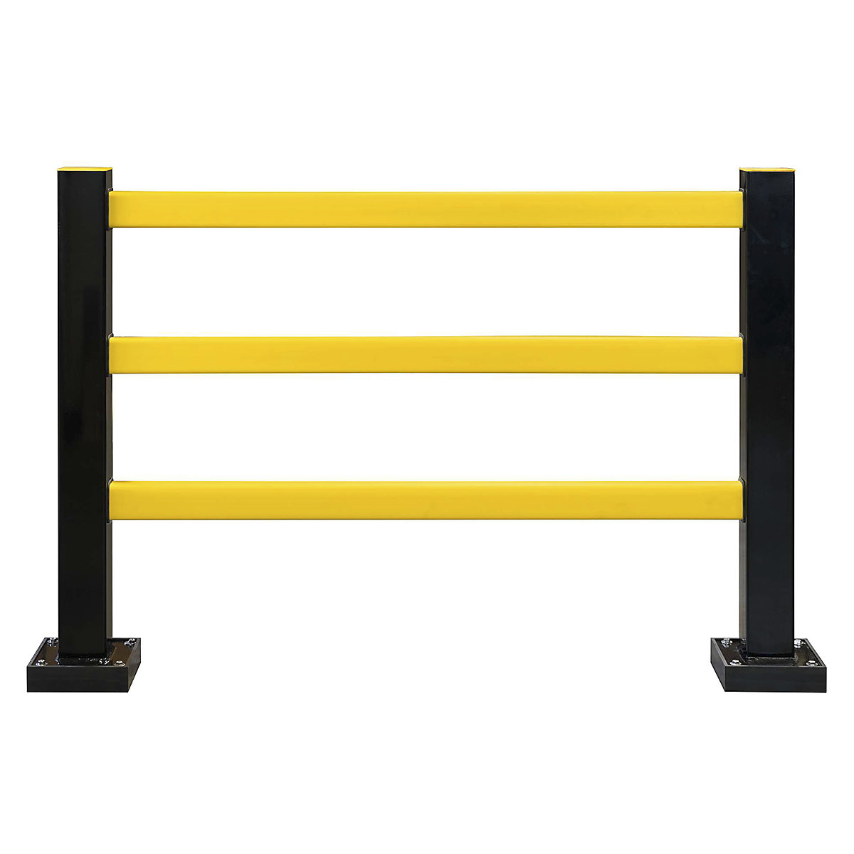 BLACK BULL FLEX Protection Barrier Kits, BLACK BULL FLEX Protection Barrier Kits, BLACK BULL FLEX Protection Barrier System HYBRID 1m Set | 1000h x 1000w x 100d mm | Black Steel Posts & Yellow Polypropylene Rails | Indoor Use | With Flex Pad-0