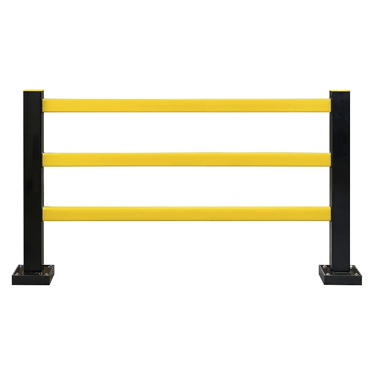 BLACK BULL FLEX Protection Barrier Kits, BLACK BULL FLEX Protection Barrier Kits, BLACK BULL FLEX Protection Barrier System HYBRID 1.5m Set | 1500h x 1000w x 100d mm | Black Steel Posts & Yellow Polypropylene Rails | Indoor Use | With Flex Pad-0