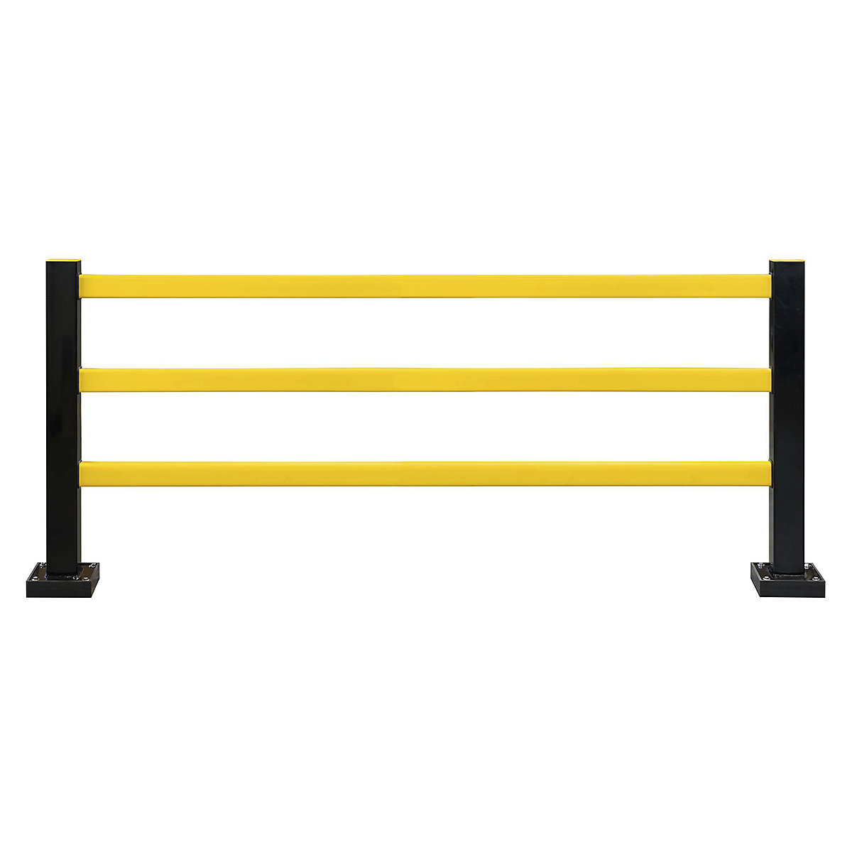 BLACK BULL FLEX Protection Barrier Kits, BLACK BULL FLEX Protection Barrier Kits, BLACK BULL FLEX Protection Barrier System HYBRID 2m Set | 2000h x 1000w x 100d mm | Black Steel Posts & Yellow Polypropylene Rails | Indoor Use | With Flex Pad-0