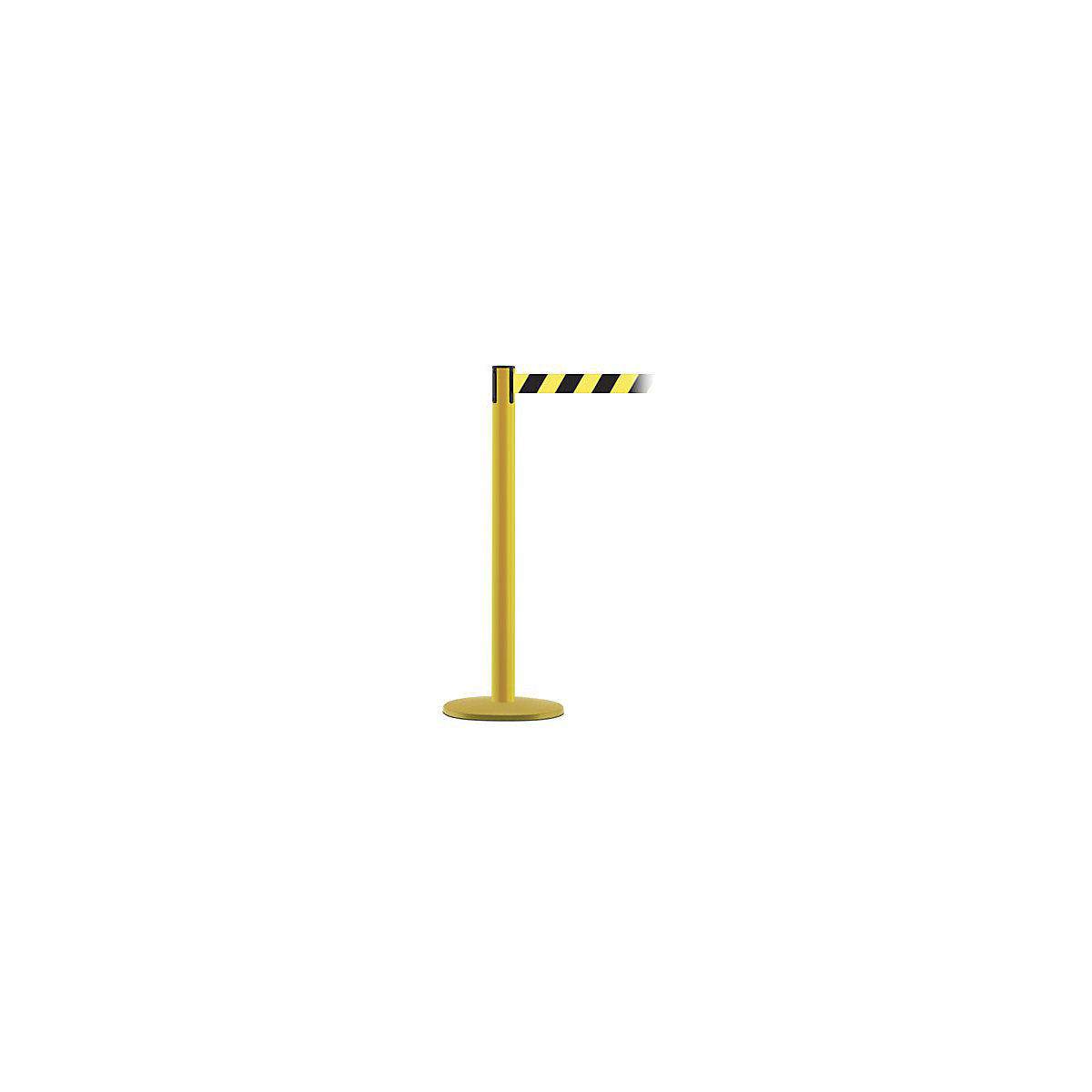 Indoor Retractable Belt Barriers, Indoor Retractable Belt Barriers, Indoor Retractable Belt Barrier | Yellow Steel Post | 2.3m Yellow and Black Chevron Webbing-0