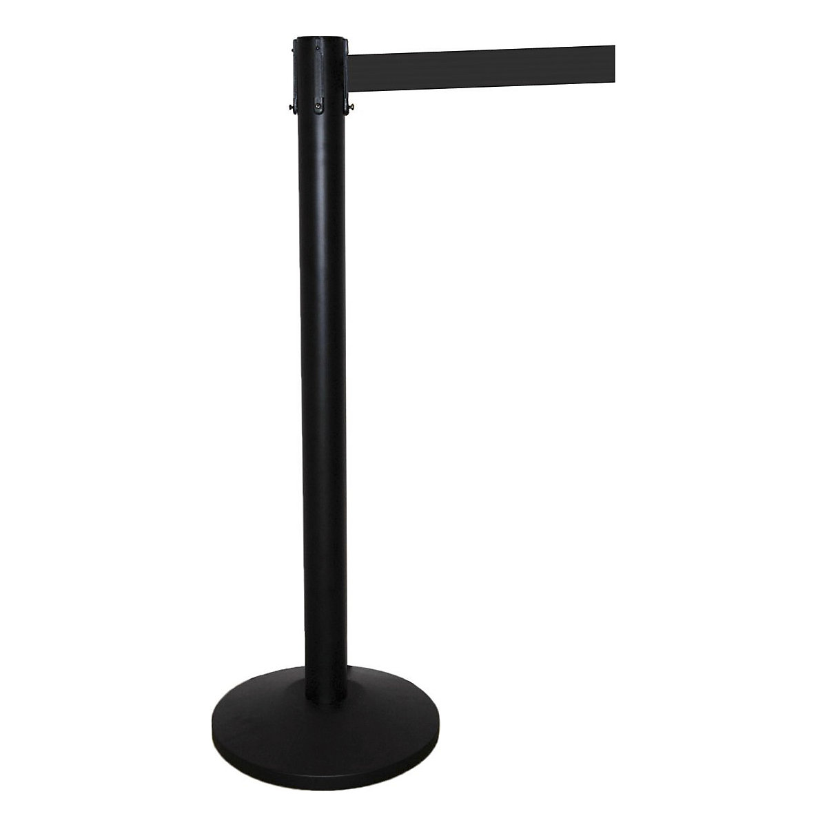 Value Retractable Belt Barriers, Value Retractable Belt Barriers, Value Retractable Belt Barriers | 2x Black Steel Posts | 2.3m Black Webbing-0