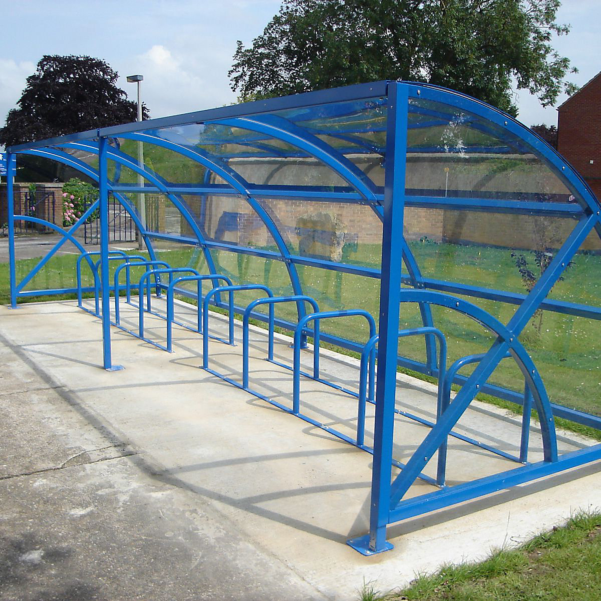 Hamble Cycle Shelters, Hamble Cycle Shelters, Hamble Cycle Shelter Blue 2160h x 4120w x 2200d mm Stores 10 Bikes-1