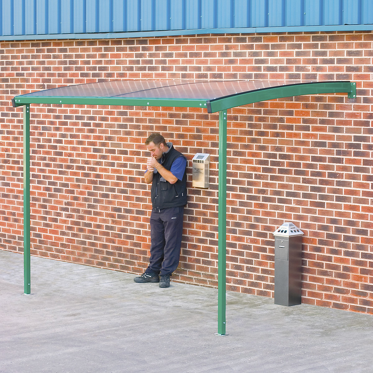 Wall Mounted Smoking Shelter | Vaping Shelter, Wall Mounted Smoking Shelter | Vaping Shelter, Wall Mounted Smoking Shelter | Vaping Shelter | 2270h x 3000w x 1900d mm | Green-2