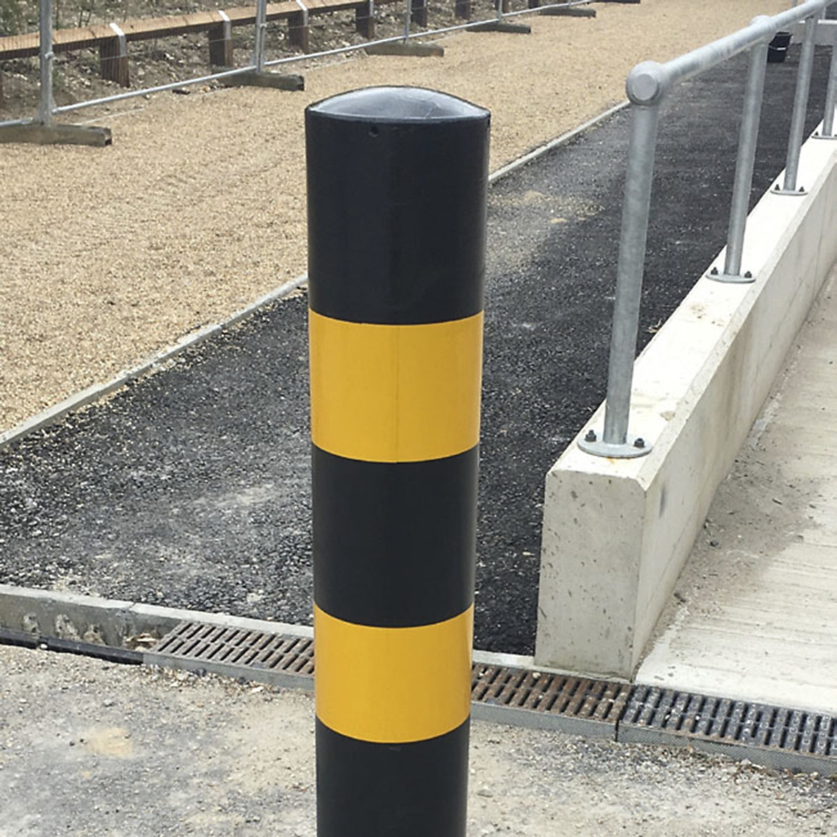 Autopa Black & Yellow Steel Bollards | Concrete-In or Bolt Down