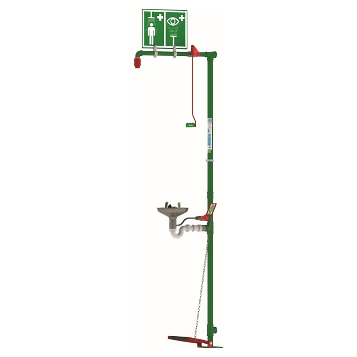 Indoor Unheated Emergency Safety Showers, Indoor Unheated Emergency Safety Showers, Indoor Unheated Emergency Safety Shower | B | 2320h x 150w mm | Galvanised Mild Steel | Combination-1
