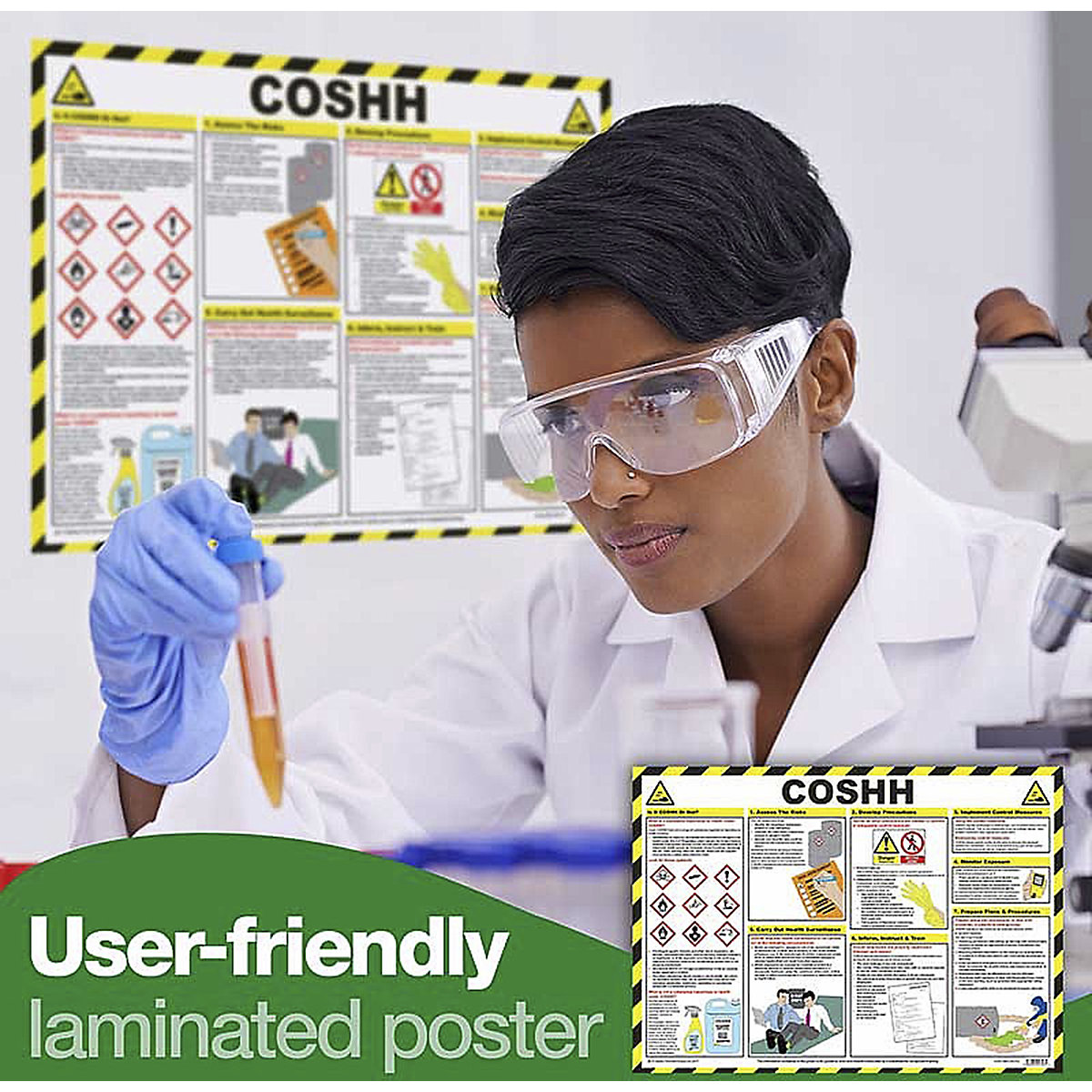 Safety First Aid COSHH (Control of Substances Hazardous to Health) Laminated Poster (Product illustration 2)-1