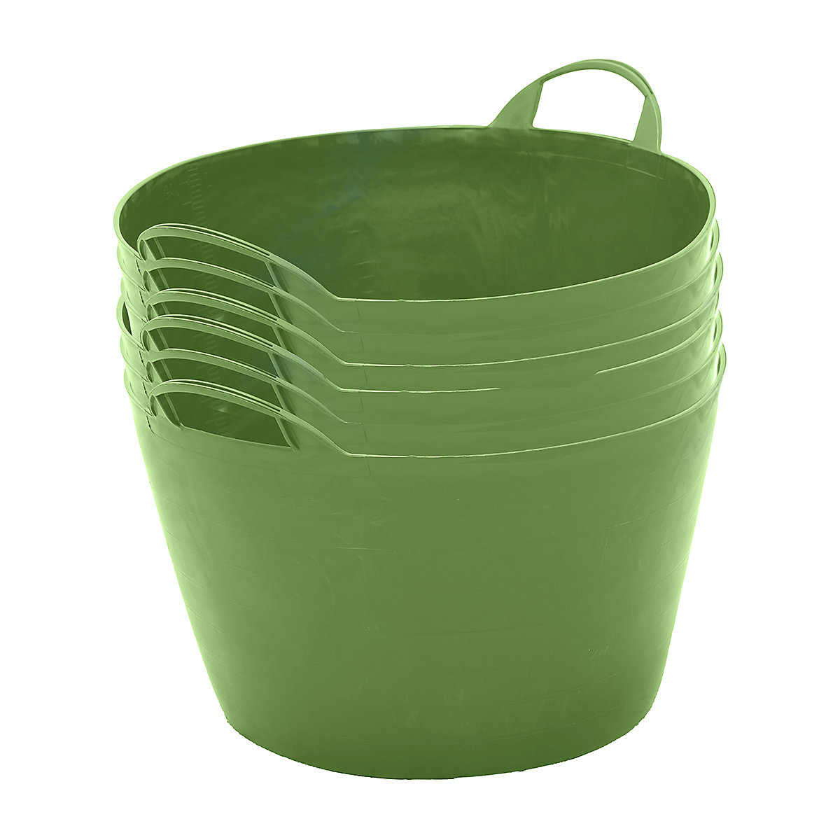 BiGDUG Essentials Flexi Tubs, BiGDUG Essentials Flexi Tubs, BiGDUG Essentials Flexi Tub | 380h x 560w x 615d mm | 65 Litre | Recycled Green | Pack of 6-5