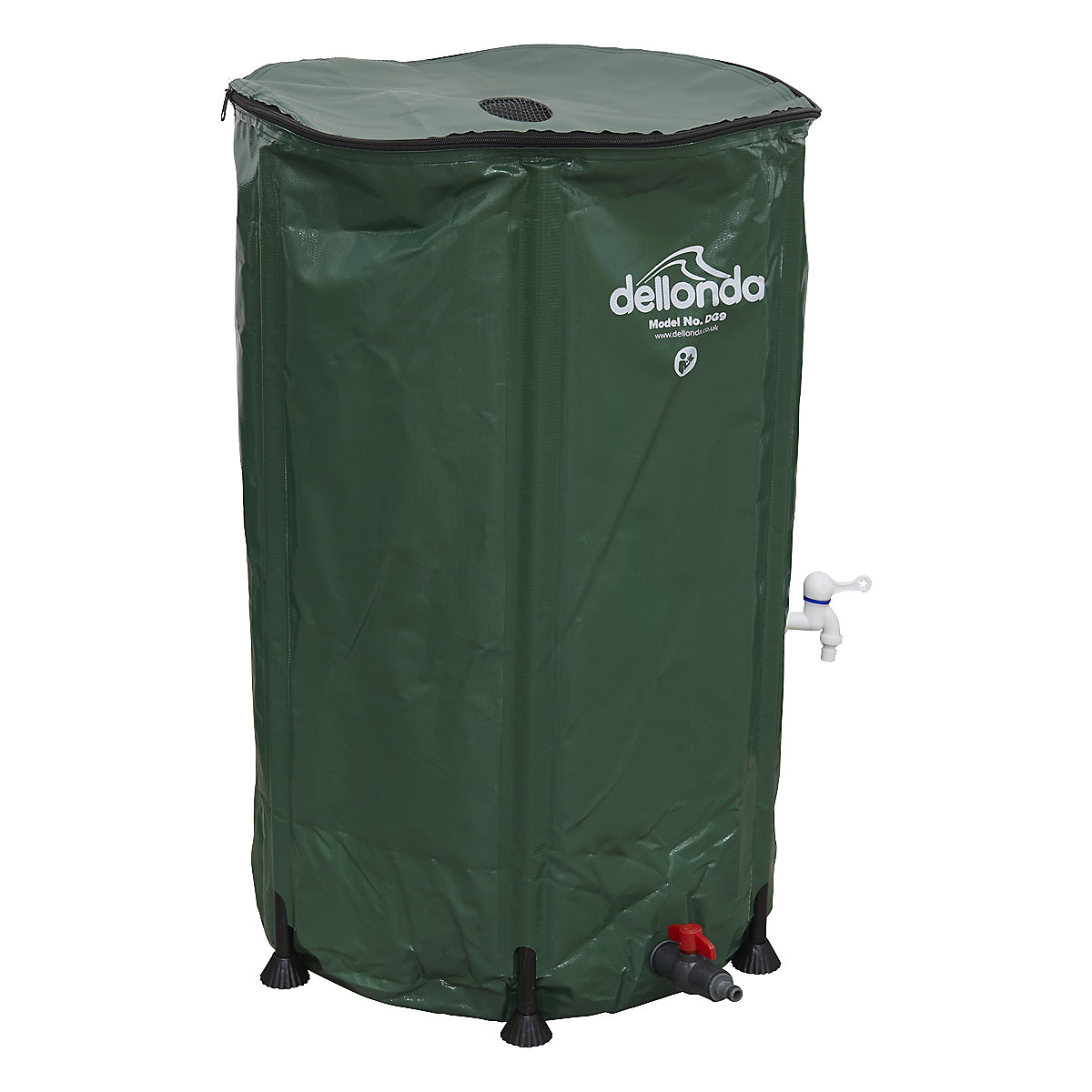 Dellonda 250L Collapsible PVC Garden Water Butt | Zipped Lid & Drain Tap