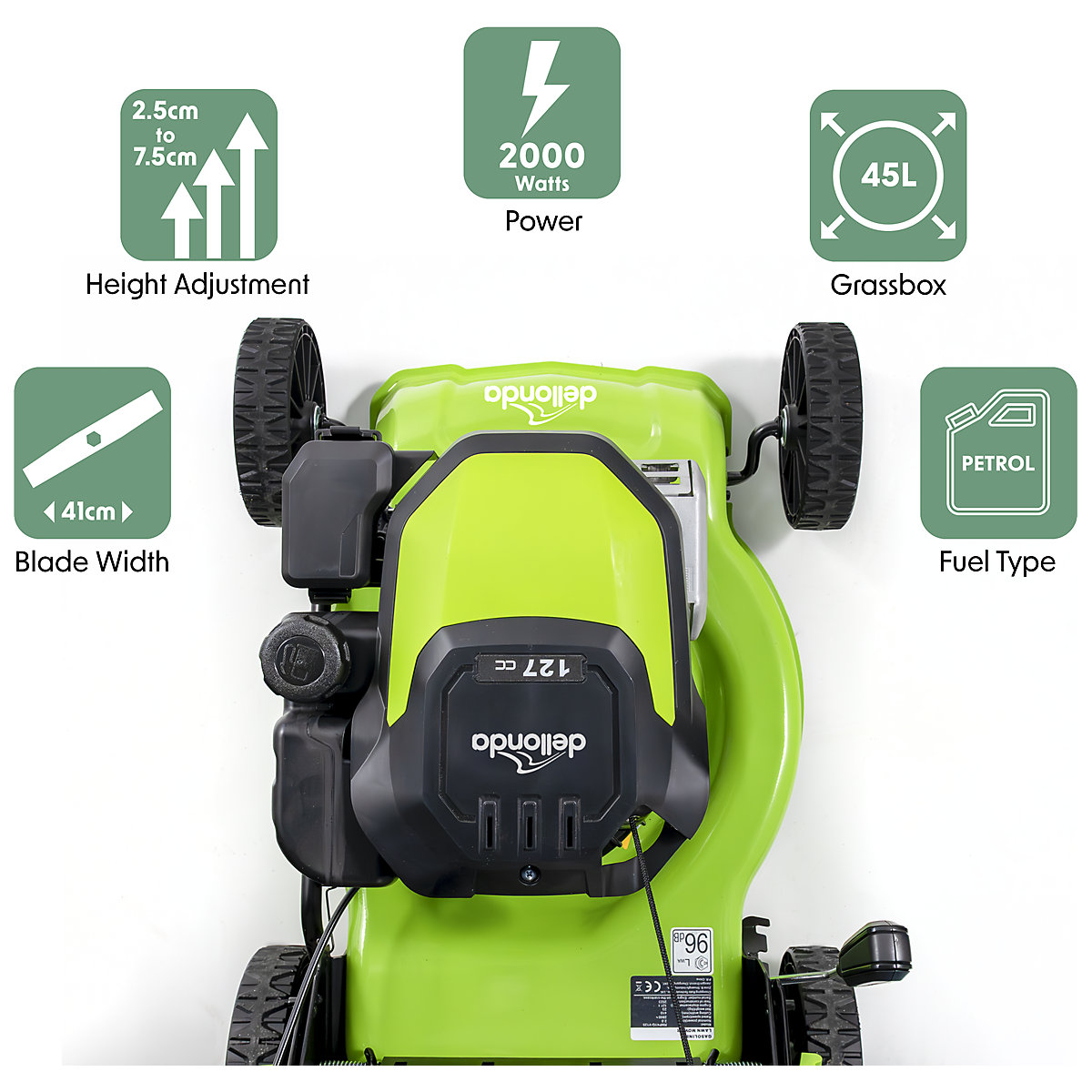 Dellonda Hand-Propelled Petrol Lawn Mower (Product illustration 11)-10