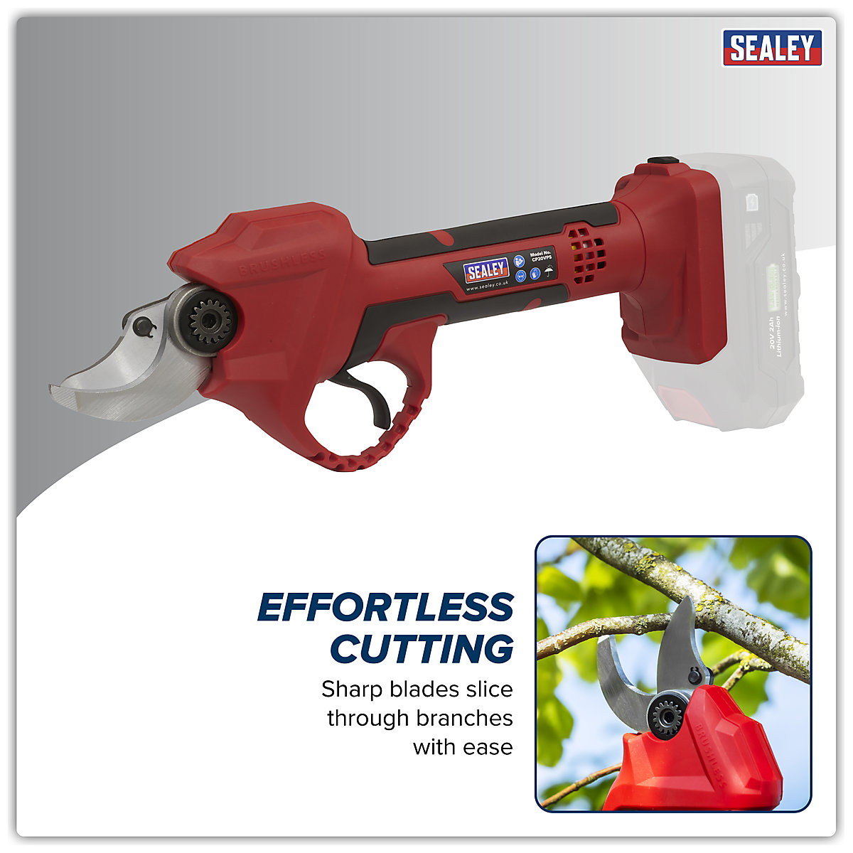 Sealey SV20 Series Brushless Cordless Pruning Shears (Product illustration 3)-2