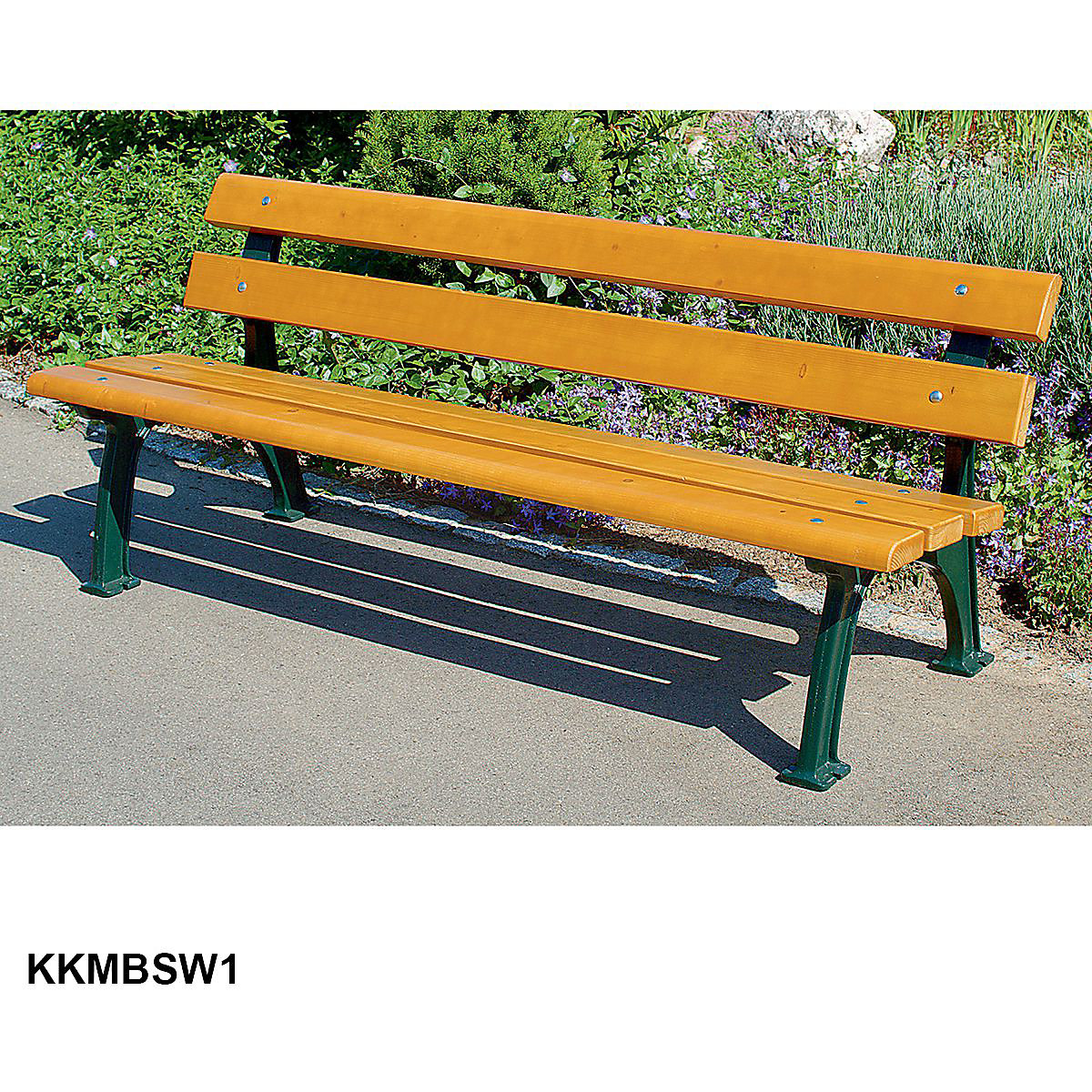 Metal Park Benches with Solid Wood Slats (Product illustration 3)-2