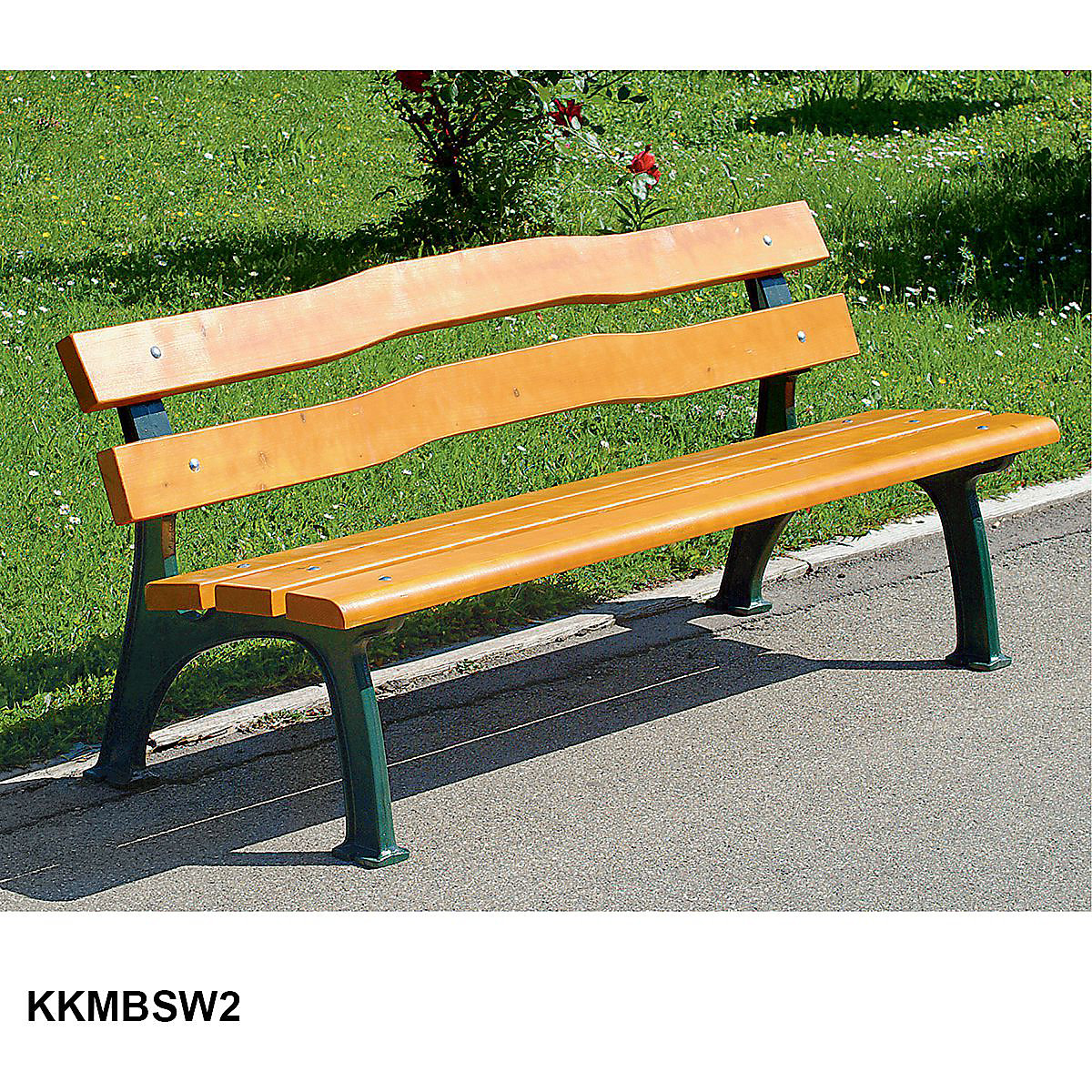 Metal Park Benches with Solid Wood Slats (Product illustration 4)-3