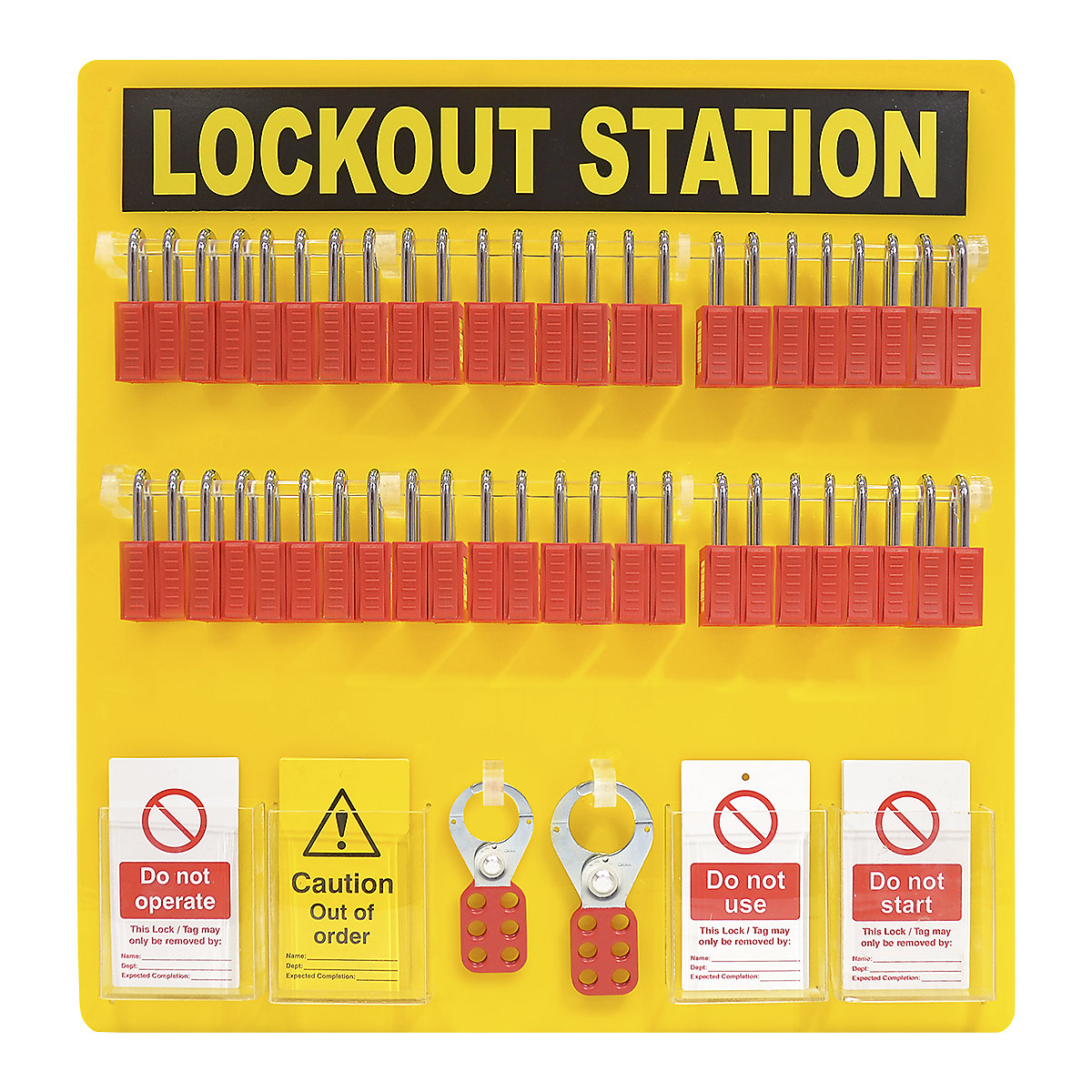 48 Station Lockout Board, 48 Station Lockout Board, 48 Station Lockout Board | 550 x 590 x 40mm | Filled | Yellow-1