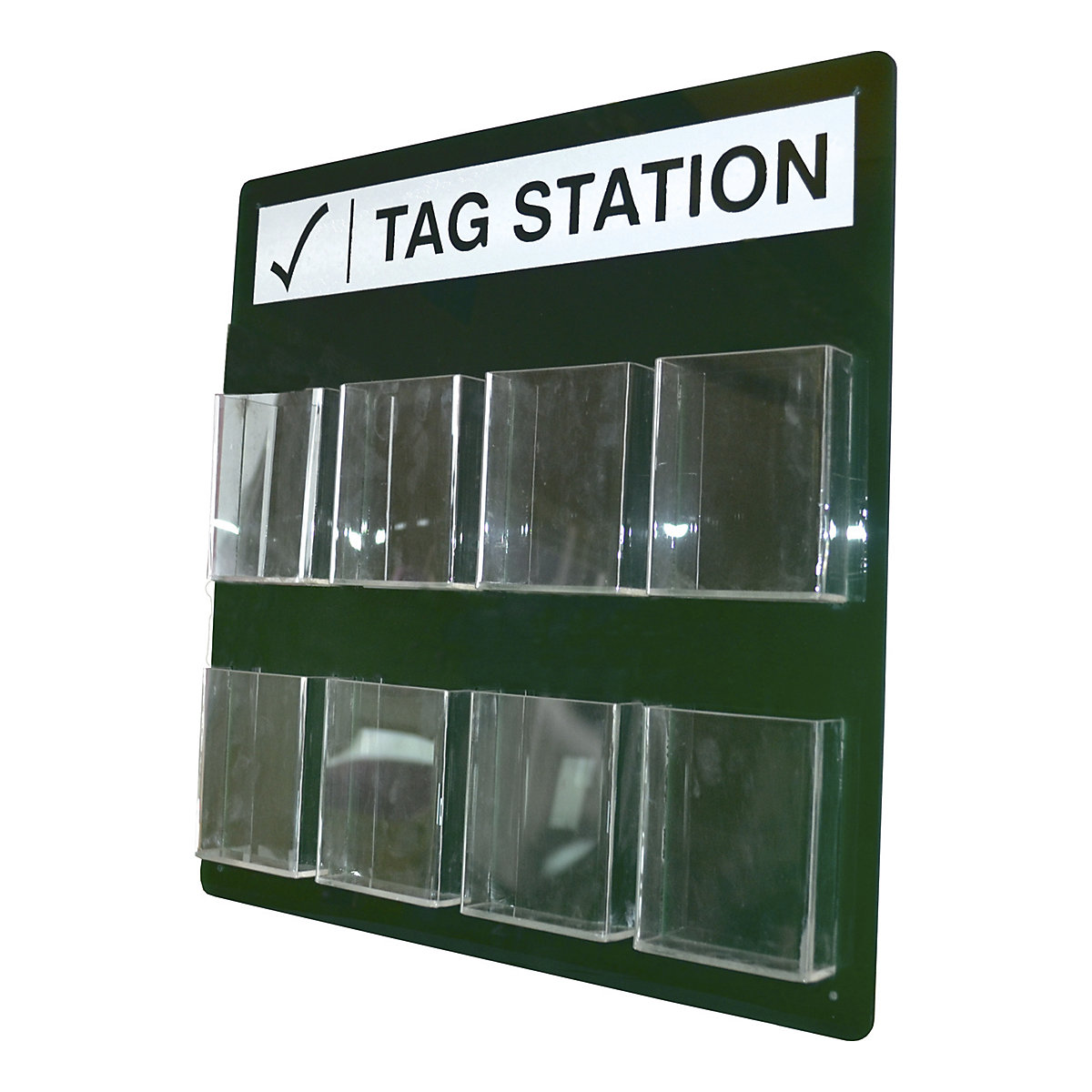 Tag Stations, Tag Stations, 8 Tag Station | 445 x 445 x 45mm | Filled Station | Green-0