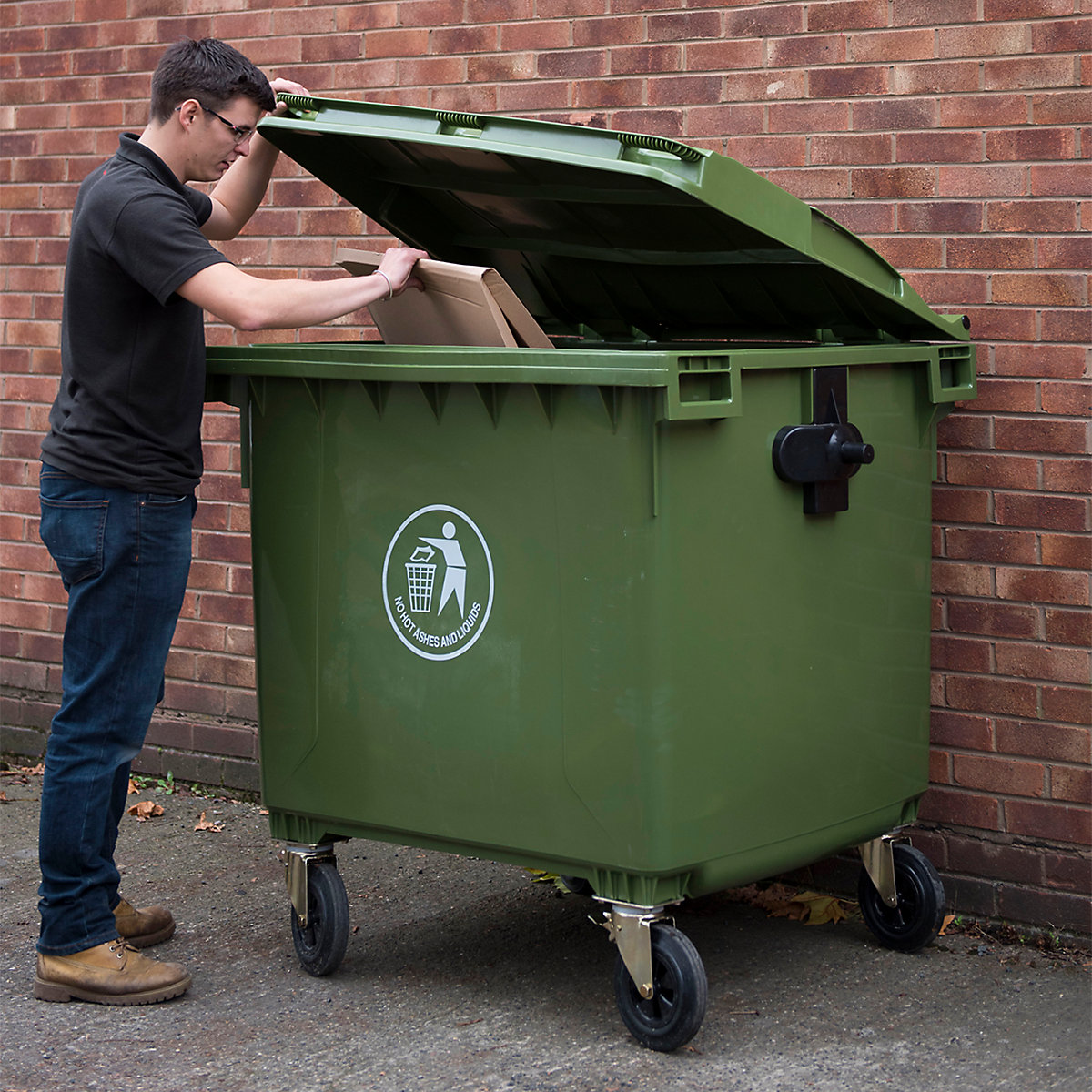 Industrial Waste Bins, Industrial Waste Bins, Waste Wheelie Bins | 1260h x 760w x 1230d mm | 660 Litre | Green-0