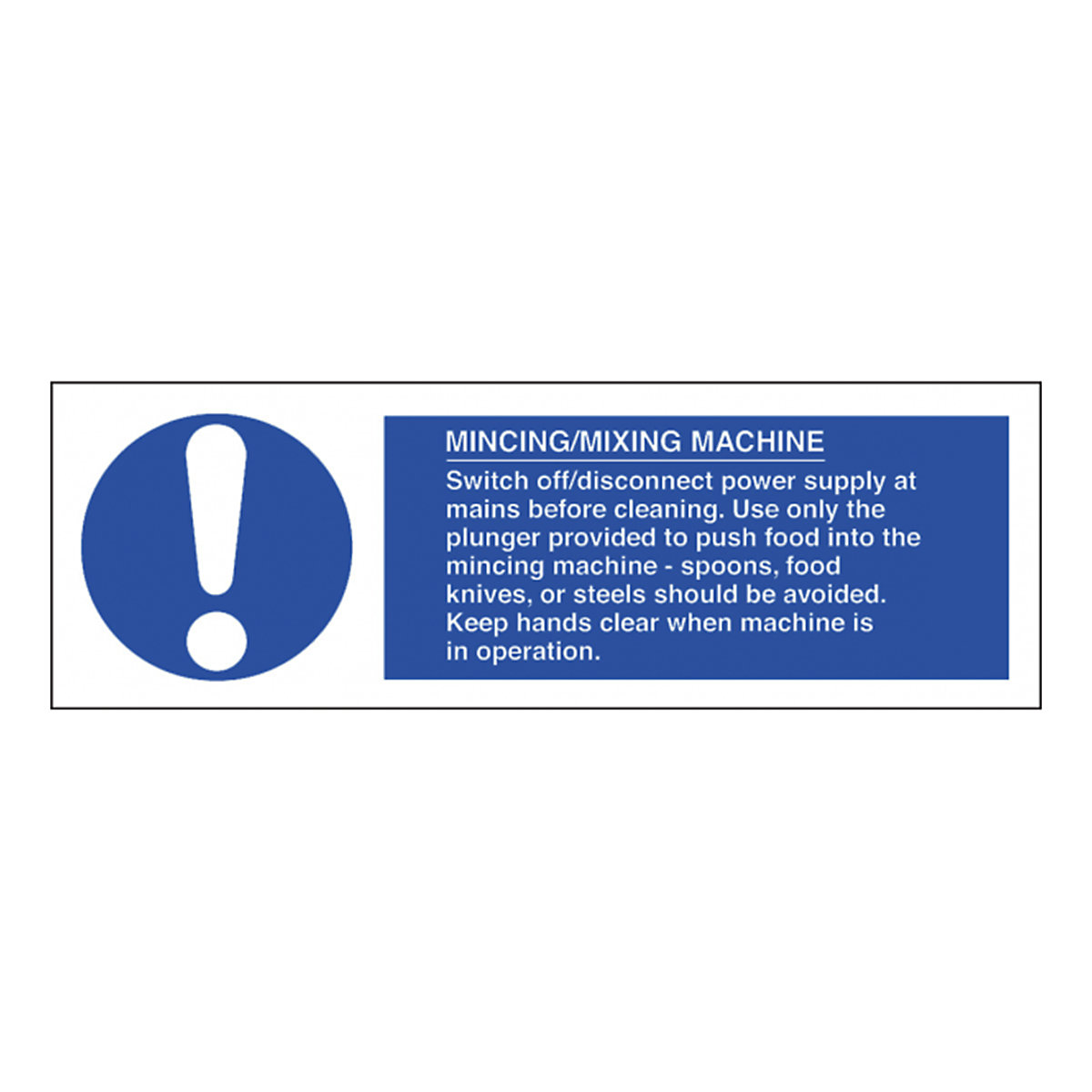 Catering Equipment Instruction Safety Signs | Various Machine Types