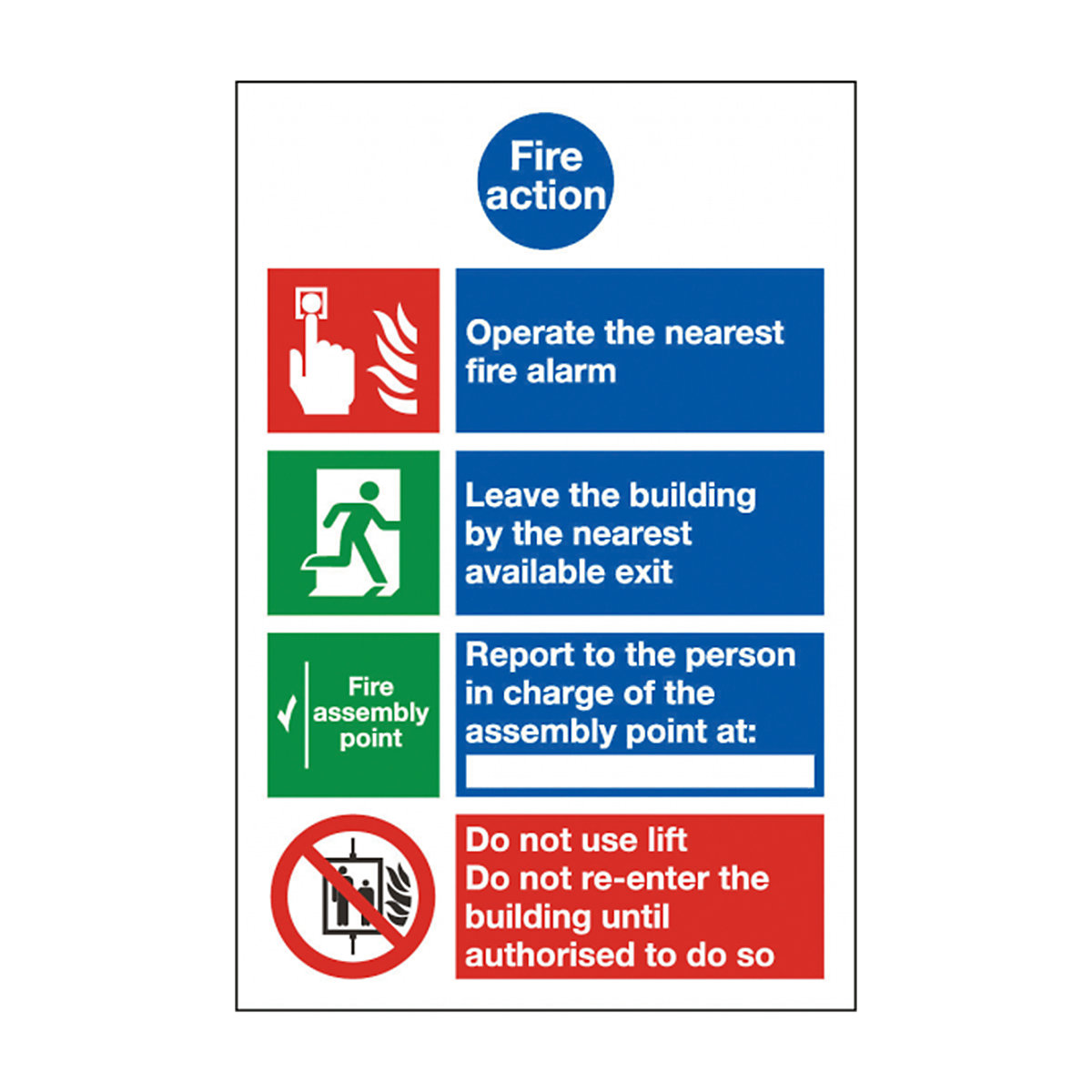 Fire Action Operate The Nearest Safety Signs