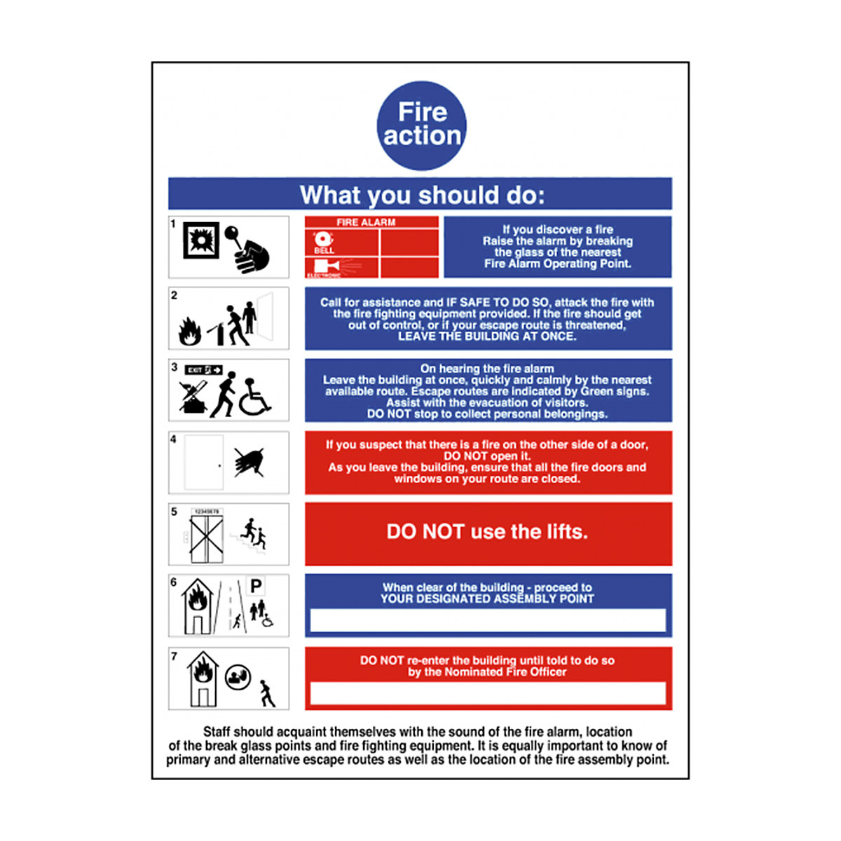 Fire Action What You Should Do Safety Signs