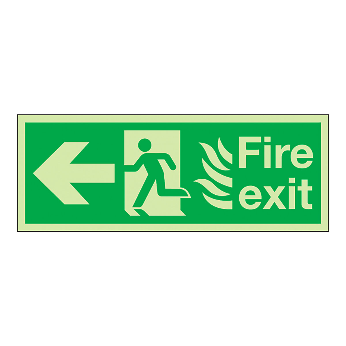Fire Exit Flames Man Arrow Left Safety Sign