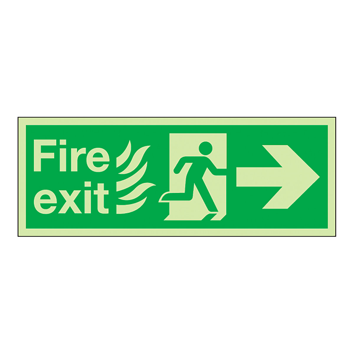 Fire Exit Flames Man Arrow Right Safety Sign