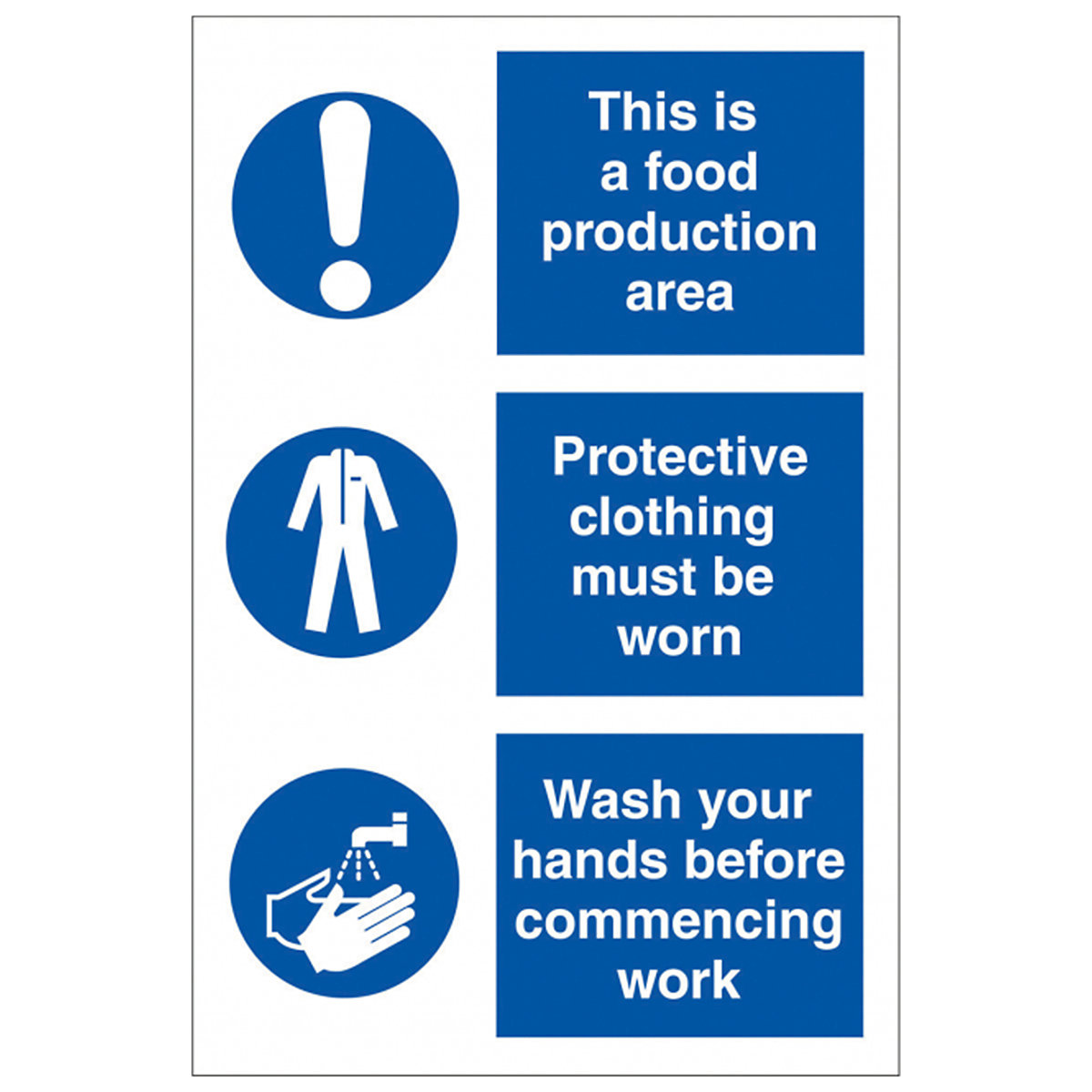 Food Prep Area.. Protec. Clothing.. Wash Your Hands Safety Sign