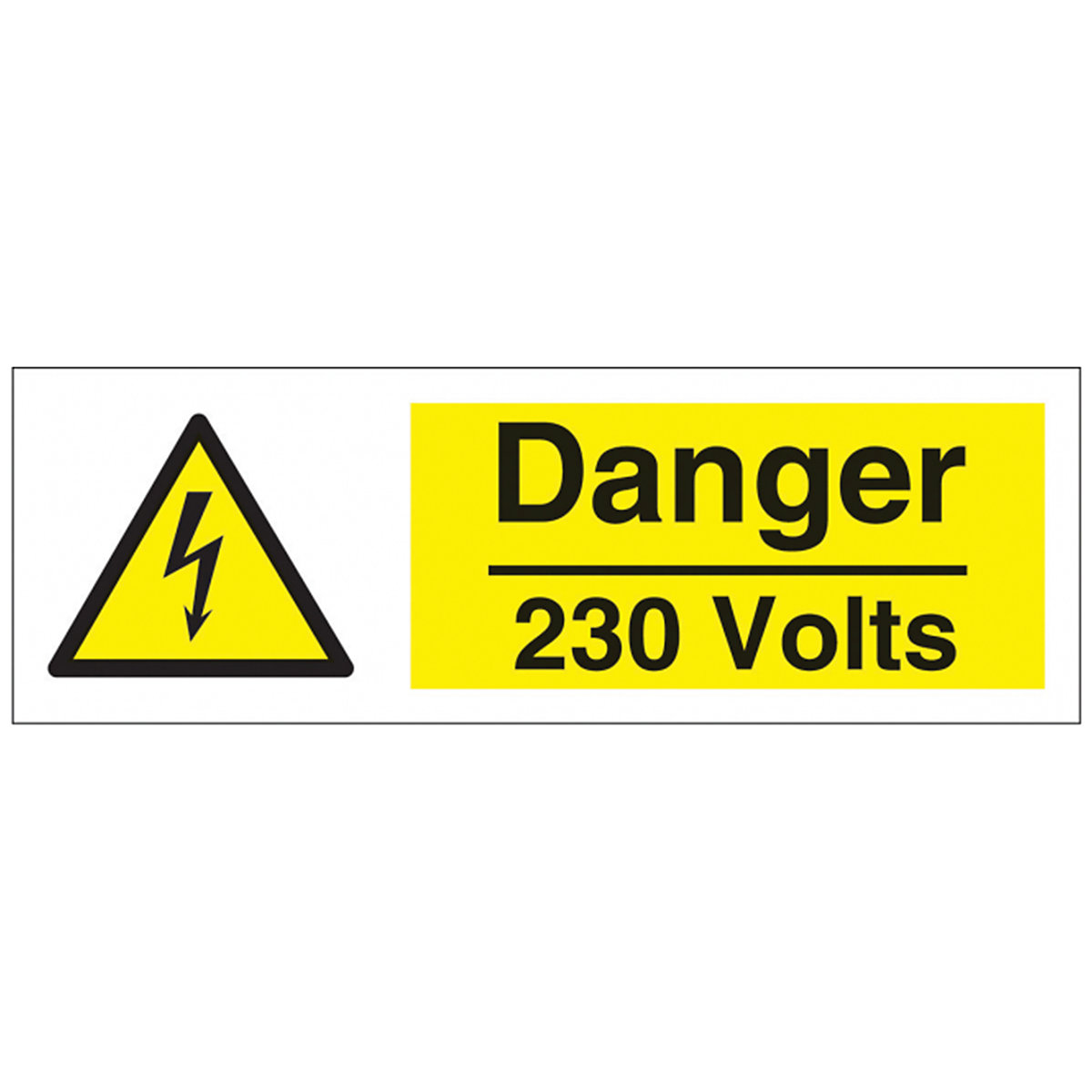 Horizontal Danger 230 Volts Safety Sign