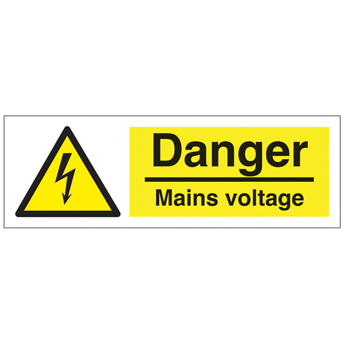 Horizontal Danger Mains Voltage Safety Sign