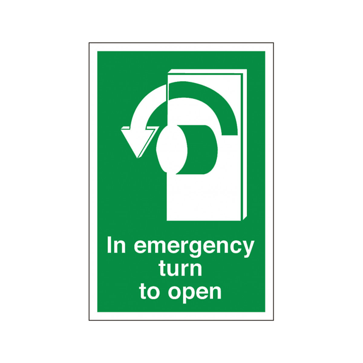 In Emergency Turn To Open Left Safety Sign