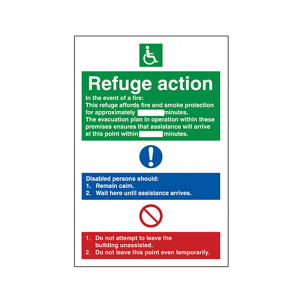 Refuge Action Safety Signs