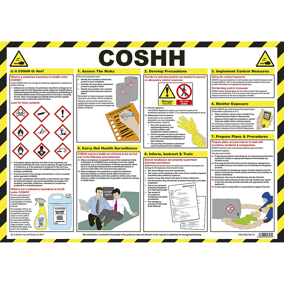 Safety First Aid COSHH (Control of Substances Hazardous to Health) Laminated Poster