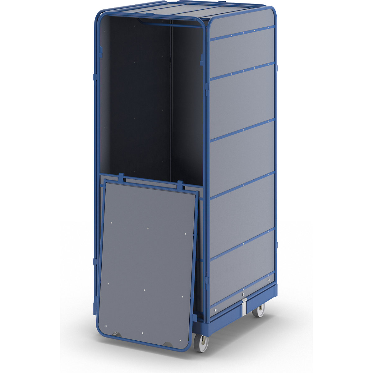 Pojazdný kontajner SAFE, logistický box, v x š x h 1785 x 720 x 810 mm, pojazdná plošinka modrá-1