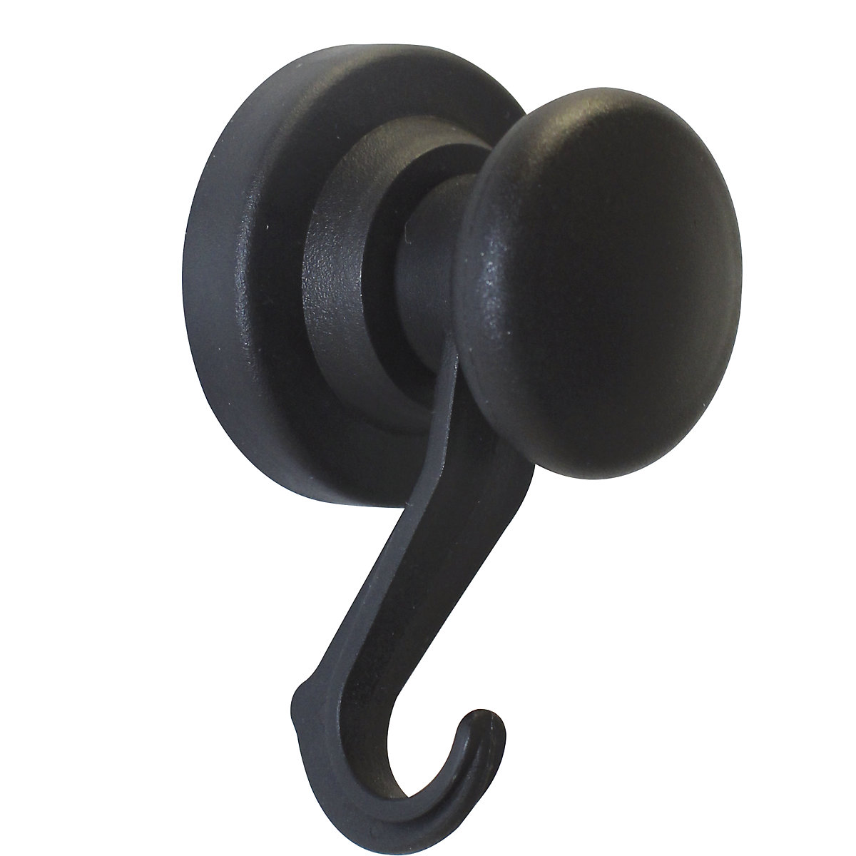 Imán con gancho giratorio – MAUL, negro, UE 3 unid., Ø 53 mm, fuerza de adherencia 10 kg-0