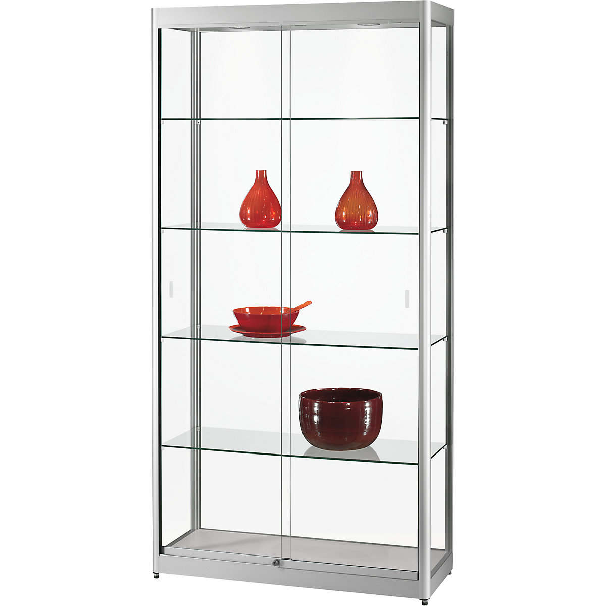 Vitrina, A x P x H 1000 x 400 x 2000 mm, iluminación LED, Ø del cabezal de lámpara 50 mm, sin armario inferior-0