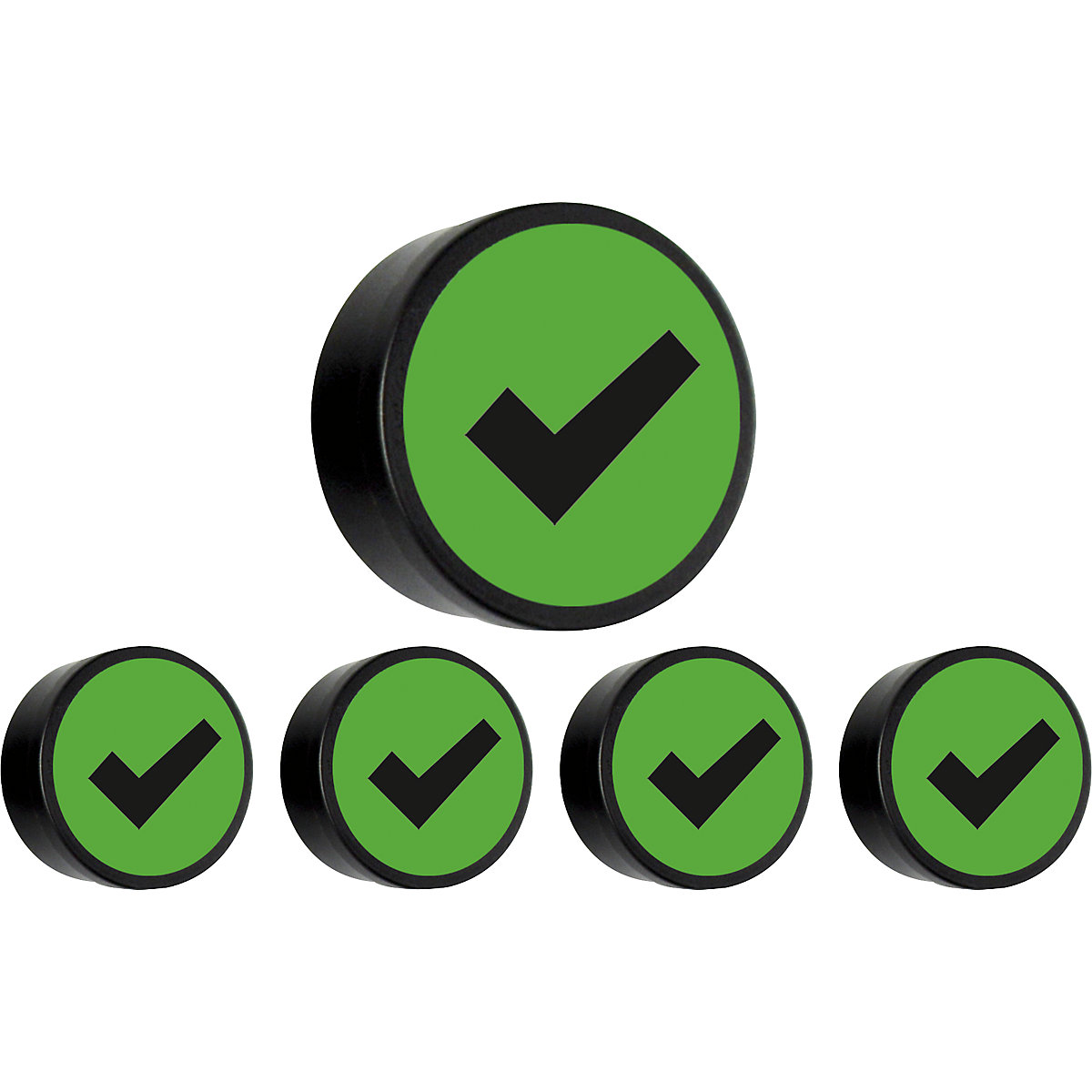 Rond magneetje CHECK, Ø 35 mm, VE = 10 stuks, groen-0