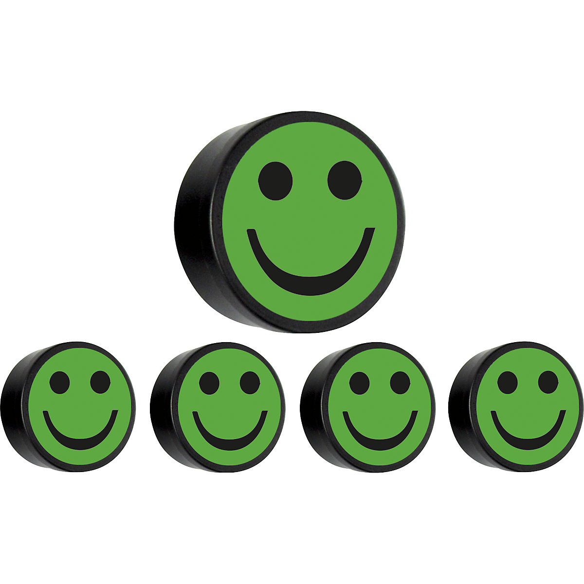 Rond magneetje FACE, Ø 35 mm, VE = 10 stuks, smiley vriendelijk, groen-0