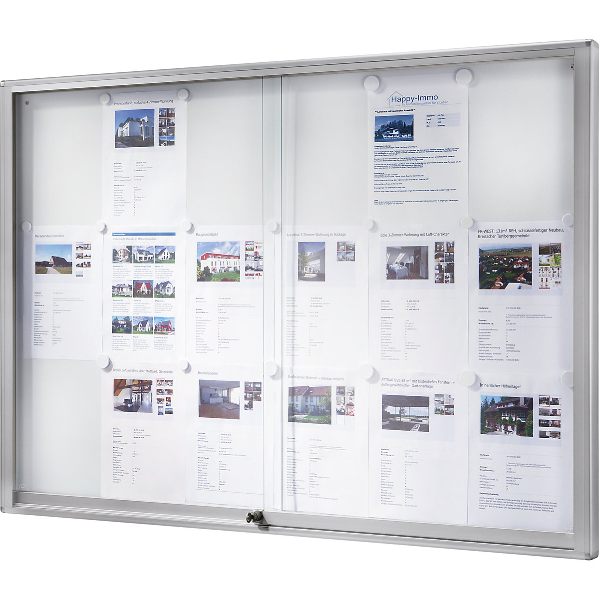 Display case, aluminium frame, sliding doors – eurokraft pro (Product illustration 2)-1