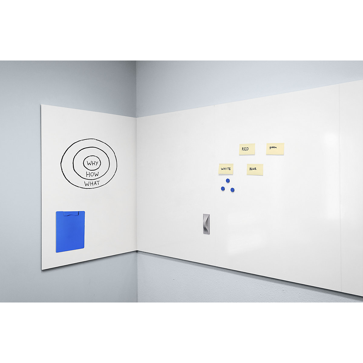 Extendable whiteboard, frameless – eurokraft pro (Product illustration 6)-5