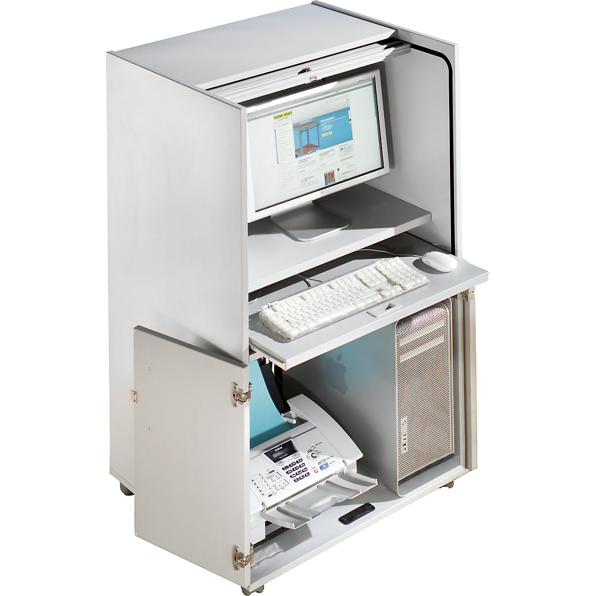 Počítačová skrinka s plastovými roletami, mobilná – eurokraft pro (Zobrazenie produktu 2)-1