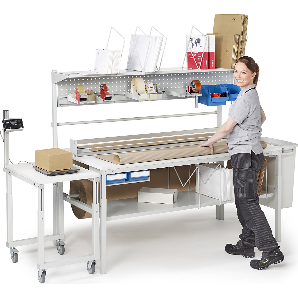 Kompletný baliaci stôl, manuálne výškovo prestaviteľný – Treston (Zobrazenie produktu 2)-1