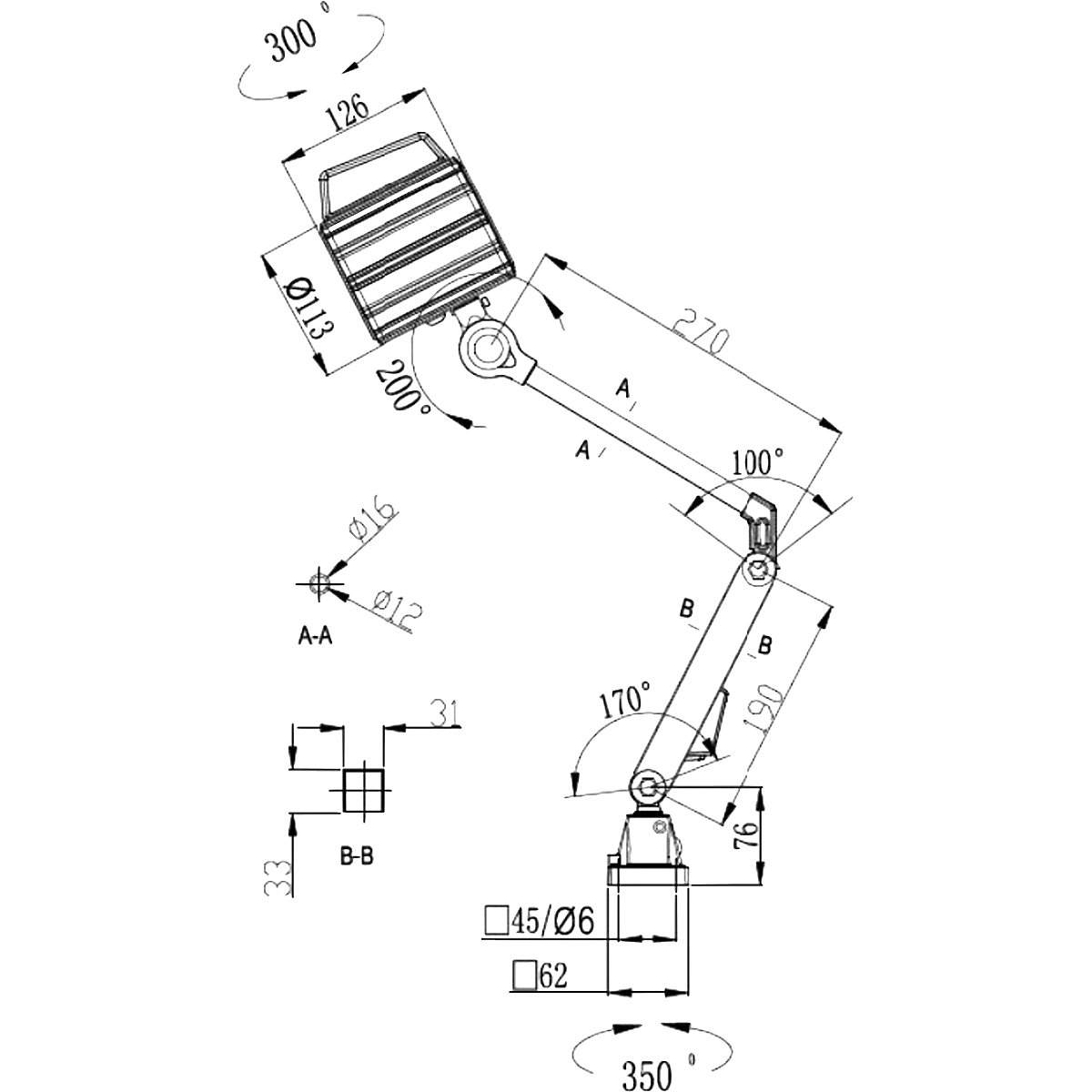 LED svietidlo s kĺbovým ramenom Workis 10 (Zobrazenie produktu 2)-1