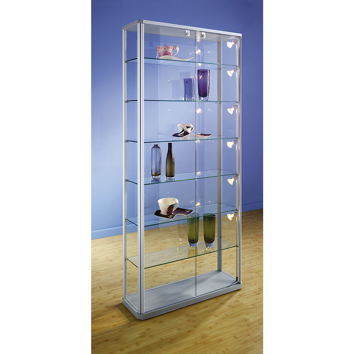 Formatervezett vitrin – eurokraft pro, gyűjtővitrin kivitel, ma x szé x mé 1800 x 820 x 250 mm, világítás nélkül-0