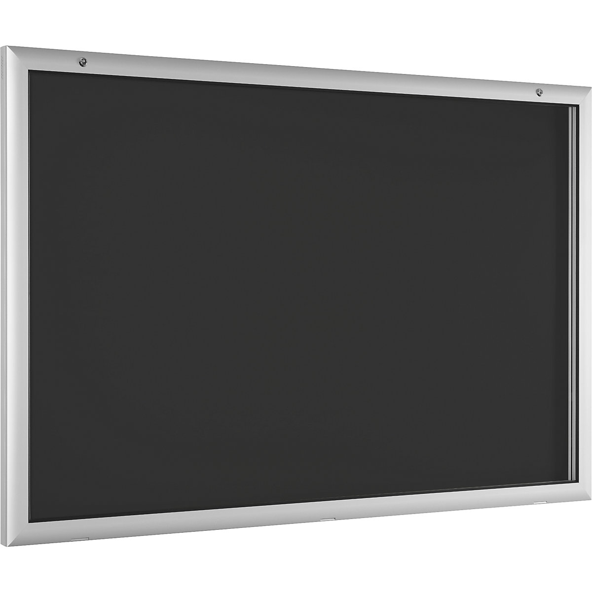 Avizier pentru spații interioare și exterioare, deschidere a ușii 180° în jos, supradimensiune lăț. x î. 1600 x 1025 mm, perete posterior gri antracit RAL 7016-0