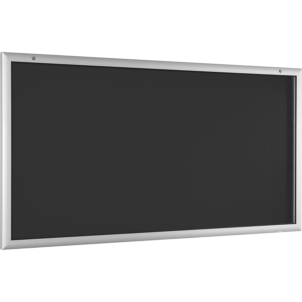 Avizier pentru spații interioare și exterioare, deschidere a ușii 180° în jos, supradimensiune lăț. x î. 2000 x 1025 mm, perete posterior gri antracit RAL 7016-0