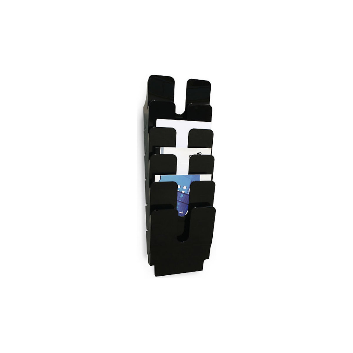Compartiment pentru formulare FLEXIPLUS, pentru montaj pe perete – DURABLE, incl. șuruburi și dibluri, 6 DIN A4 vertical, negru-0