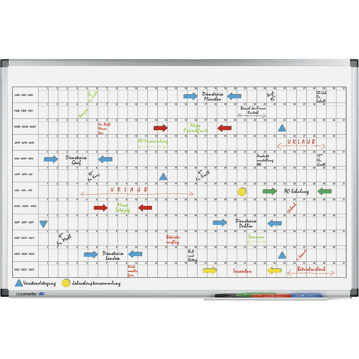 Planificator anual Premium – Legamaster, planificator lunar, magnetic, lăț. x î. 900 x 600 mm, împărțire orizontală-0