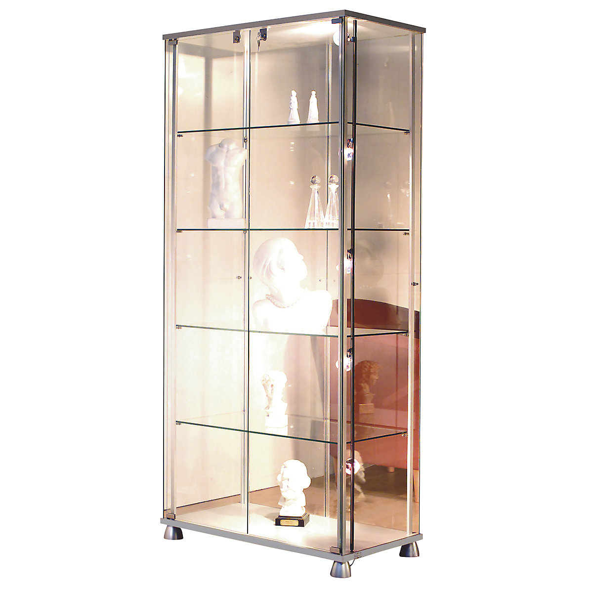 Vitrină de prezentare, 2 uși cu canaturi rotative, 4 picioare decorative-0